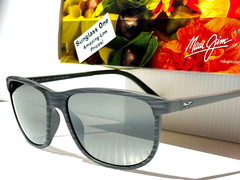 NEW Maui Jim LELE KAWA Grey Stripe POLARIZED Neutral Grey GLASS Sunglass 811-11D