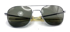 General Optical Silver Aviator Sunglasses Black Lens 140 USA Designer Men Women