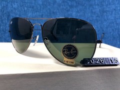 RAY-BAN RB3026 Aviator Sunglasses Gunmetal Grey Frame 62mm Dark Green Lens 140MM