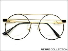 Classy Vintage Retro Hip Hop Style Clear Lens EYE GLASSES Large Round Gold Frame