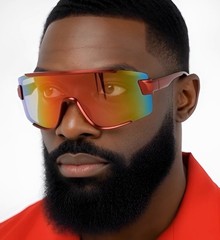 Sport Men Baseball Running Ski Sunglasses Retro Reflective Big Large Single Lens