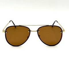 I-Sea River Aviator Sunglasses Rimless Gold Metal Designer Frame & Brown Lenses