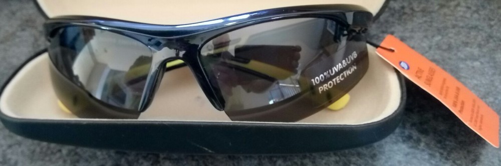 Imported BOOTS Sport Sunglasses Yellow & Black Frames 100% UVA UVB MSRP $29.99