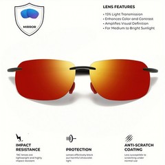 Rimless TR90 Sunglasses Polarized UV400 Lenses Lightweight Outdoor Men Glasses