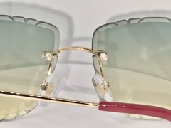 Cartier CT0092O Rimless Sunglasses Gold Big C Custom Diamond Cut Lens