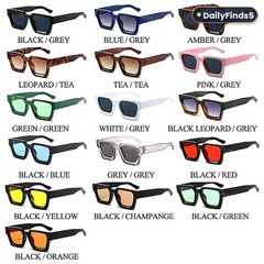 Retro Rectangle Sunglasses for Women Men Chunky Square Thick Frame Glasses UV400