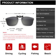 Polarized Clip On Sunglasses For Prescription Glasses Anti-Glare Flip Up Eyewear
