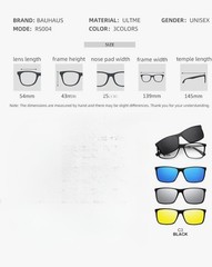 Bauhaus Magnetic Clip on Sunglasses Polarized UV Protection For Night Vision