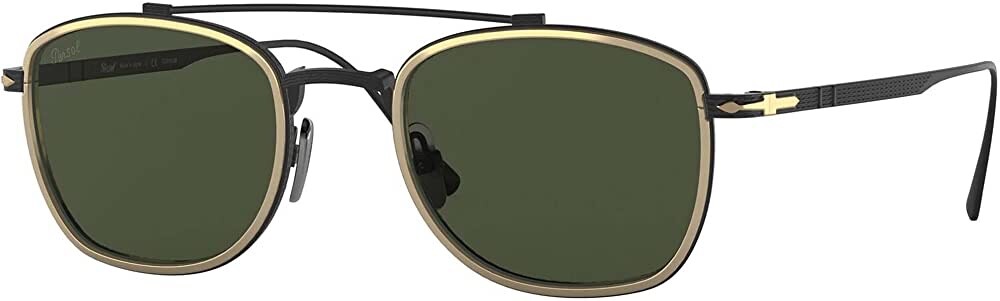 PERSOL SQUARE TITANIUM PILOT GOLD BLACK GREEN SUNGLASSES PO505ST 800831 NEW 50