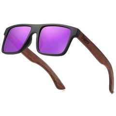 DUBERY Men Women Wood Polarized Sunglasses Wooden Temple Square Retro Glasses