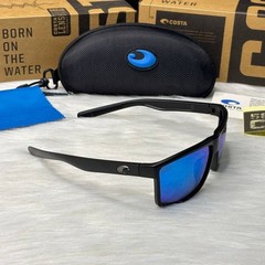 Costa Del Mar Fishing Sunglasses Matte Black Blue Mirror Polarized 580P