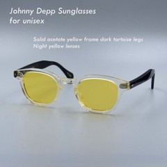 Vintage style yellow sunglasses Men yellow glasses Johnny Depp glasses UV400