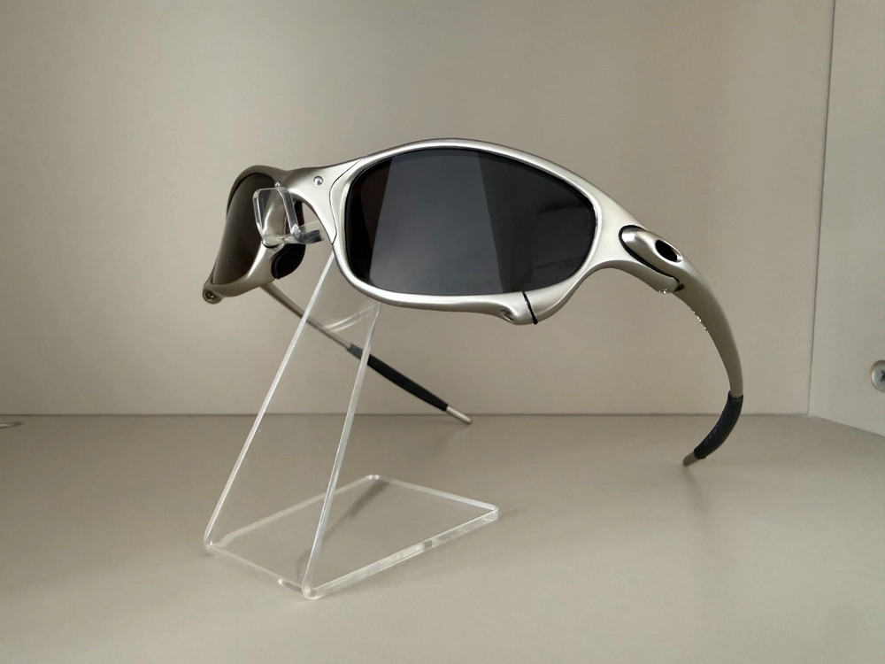 Oakley Juliet 1.0 X Metal Sunglasses Vintage Silver Frame Black Polarized Lens
