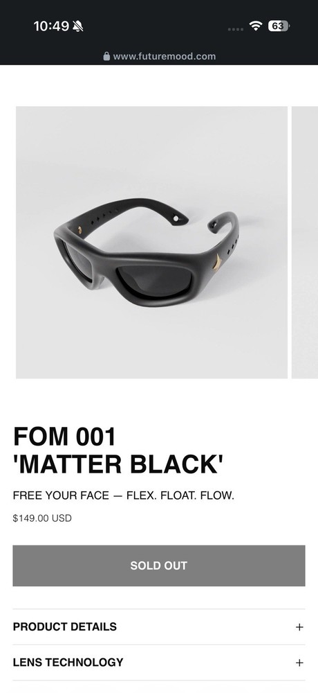 Future Mood Fom 001 Matter Black Matte Gold Charm Sunglasses