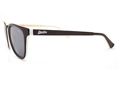 Superdry SDS Roku Round Sunglasses Black over White w/ Silver Mirror Lenses 196