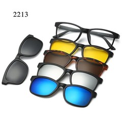 Magnetic Clip On Sunglasses Square Polarized UV400 Adult Optical Frame 6 in 1