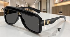 DOLCE & GABBANA DG6205 501 87 Black Dark Grey 37 mm Unisex Sunglasses