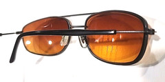 Foster Grant Gunmetal Black Amber Rectangle Sunglasses