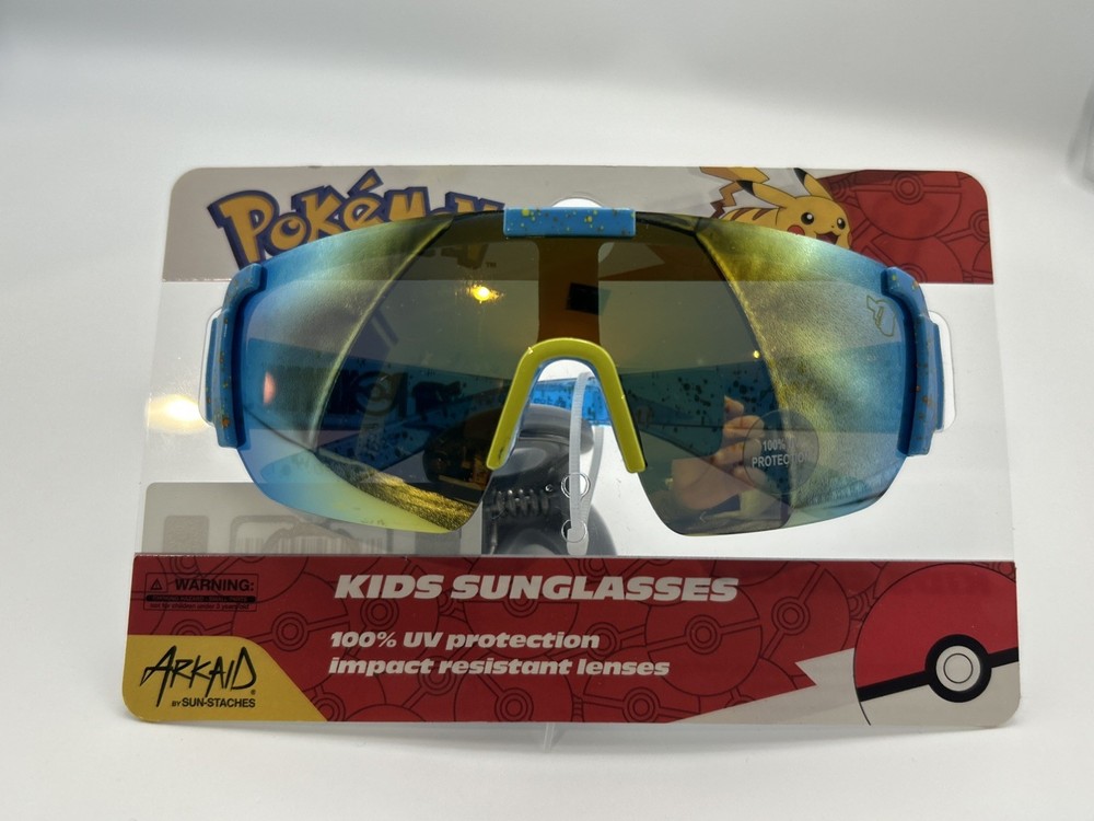 Pokémon Kids Sunglasses Yellow and Blue Tinted Sports Wrap 100% UV Protection
