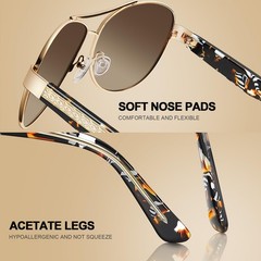 Acetate Metal Sunglasses for Women Polarized UV Protection Trendy Fashion Sty…