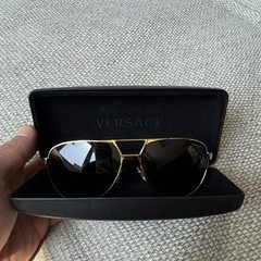 Versace MOD. 2142 1002/81 Aviator Polarized Gold Metal Sunglasses Black Lens