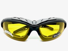 MOTORCYCLE Night Riding Padded Safety Protective SUN GLASSES GOGGLES Yellow Lens