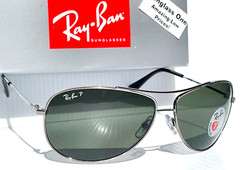 NEW Ray Ban Polished Gunmetal POLARIZED Green lens Sunglass RB 3293 004/9A
