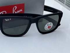 NEW Ray-Ban RB4165 622/55 JUSTIN Matte Black/Polarized Blue Mirror Sunglasses 54