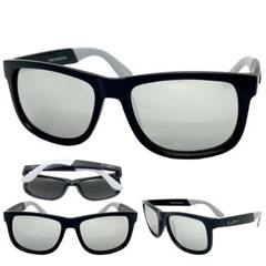 Classic Vintage 80s Retro Biker Style KUSH SUN GLASSES Square Black & Gray Frame
