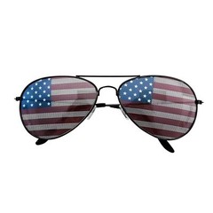 American USA Flag Design Metal Frame Aviator Unisex Sunglasses