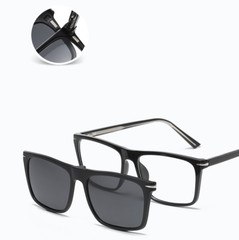 5 in 1 Magnetic Clip On Polarized Sunglasses Men Square TR90 Glasses Frames New