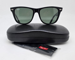 Ray-Ban RB2140 901 Wayfarer Black Frame G-15 Green Glass Lens Sunglasses w/ Case