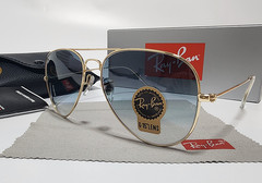 New Ray-Ban RB3025 Aviator Pilot Sunglasses Gold Frame 58mm Glass Blue Lens 58mm