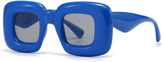 OVERSIZE RETRO Party Club Rave DJ SUN GLASSES Large Big Thick Square Blue Frame