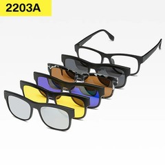 Magnetic Clip On Sunglasses Square Frame Polarized UV400 Adult Casual 6 in 1