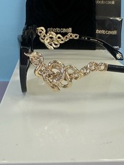 ROBERTO CAVALLI ITALY SRC041 0700 BLACK & GOLD SUNGLASSES GREY LENS 52-20-140 mm