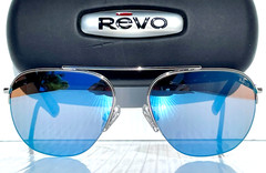 NEW REVO ANNIKA Chrome 56 Aviator POLARIZED Blue Water Lens Sunglass 1201 03 BL