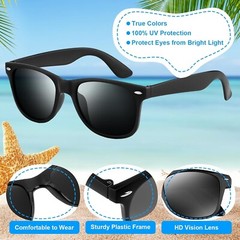 NEBURORA 12 Pack Black Sunglasses Bulk Retro Black Shades Party Sunglasses for A