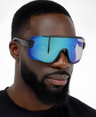 Sport Men Baseball Running Ski Sunglasses Retro Reflective Big Large Single Lens