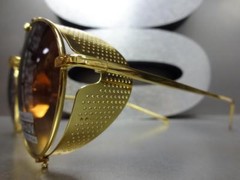 Steampunk Cyber Vintage RETRO Blinder Style SUN GLASSES Unique Round Gold Frame