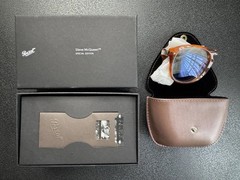 Persol Steve McQueen PO 714SM 96/56 Brown Frame Blue Tinted Sunglasses