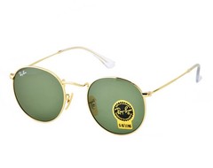 Ray-Ban Unisex Sunglasses RB3447 Round Metal Gold Frame Green Classic Lens 50mm