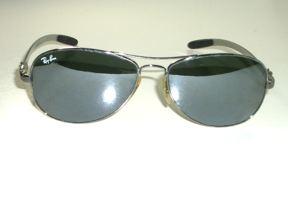RAY BAN RB8301 56[]14 SHINY GUNMETAL CARBON FIBER G15 MIRROR PILOT SUNGLASSES