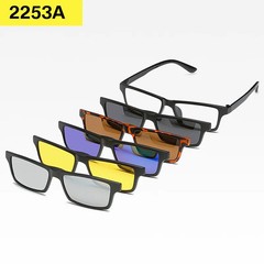 Magnetic Clip On Sunglasses Square Frame Polarized UV400 Adult Casual 6 in 1