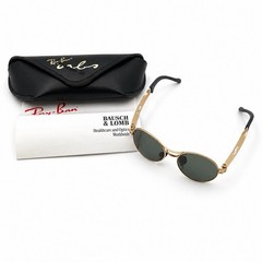 Vintage Ray-Ban Orbs W2178 B&L USA Gold Oval G15 Sunglasses Case Paperwork Mint