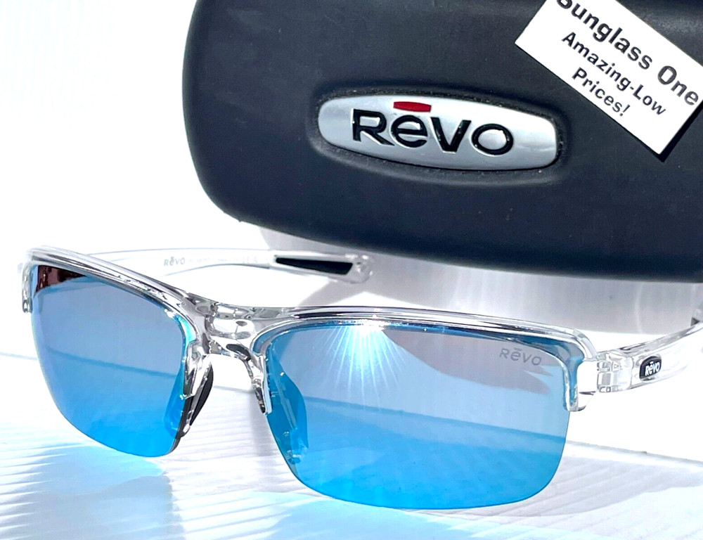 NEW REVO CRUX N Crystal Clear POLARIZED Blue Water Lens Sunglass RE 4066 09 BL