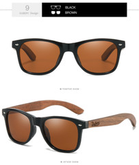 DUBERY Wood Polarized Square Sunglasses Men Women Wooden Temple Classic Glasses