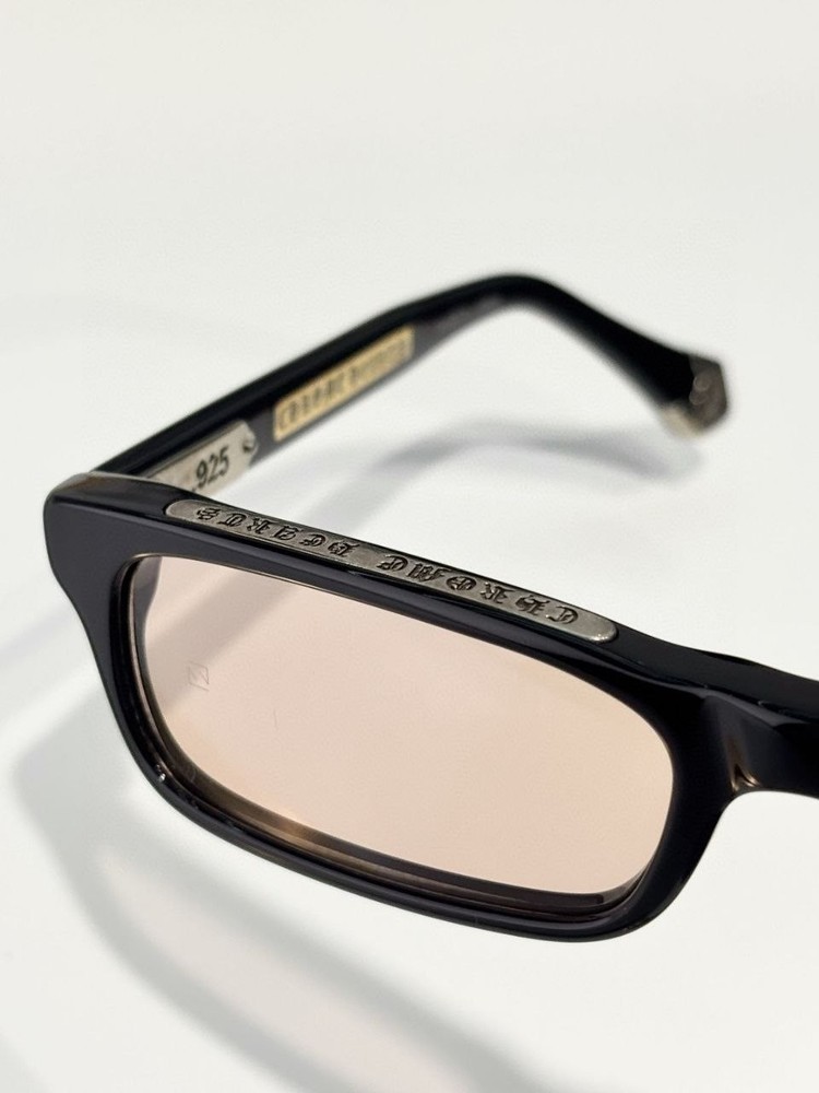 Chrome Hearts KEEPER Eyeglasses 55-21-142 Black Rectangle Frame 925 Silver