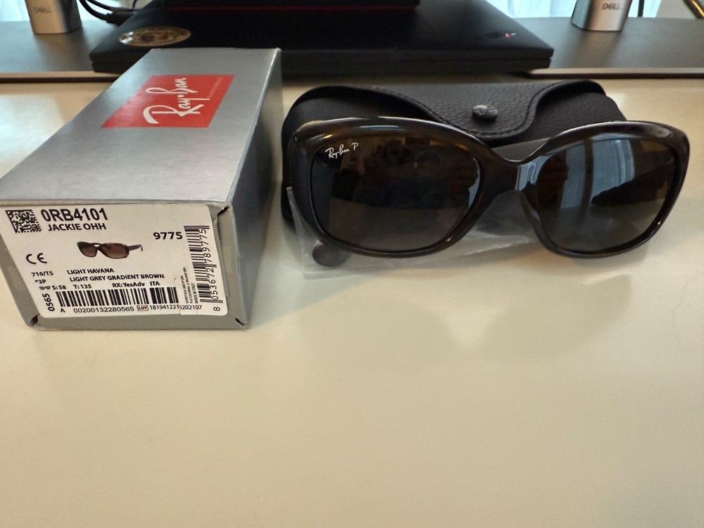 NWT Ray Ban Jackie Ohh Polarized RB4101 9775 Light Havana/Grey Brown Gradient