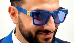 Men Sunglasses Fashion Black Oversize Big Designer Square Rapper Rap Black Retro